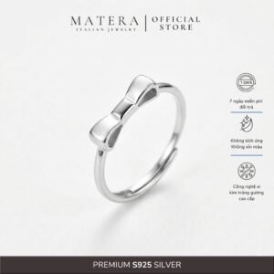 Nhẫn bạc nữ MATERA S925 𝐏𝐥𝐚𝐢𝐧 𝐓𝐢𝐞 nhẫn bạc nguyên khối nơ trơn  MNH27