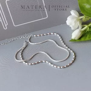 Lắc chân bạc nữ MATERA S925 𝐂𝐡𝐢𝐜 𝐓𝐰𝐢𝐧𝐞
