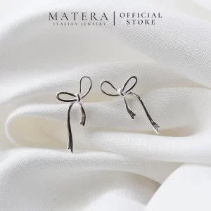 Bông tai Nơ xinh dáng rủ MATERA 𝐒𝐢𝐥𝐯𝐞𝐫 𝐑𝐢𝐛𝐛𝐨𝐧 𝐄𝐚𝐫𝐢𝐧𝐠𝐬