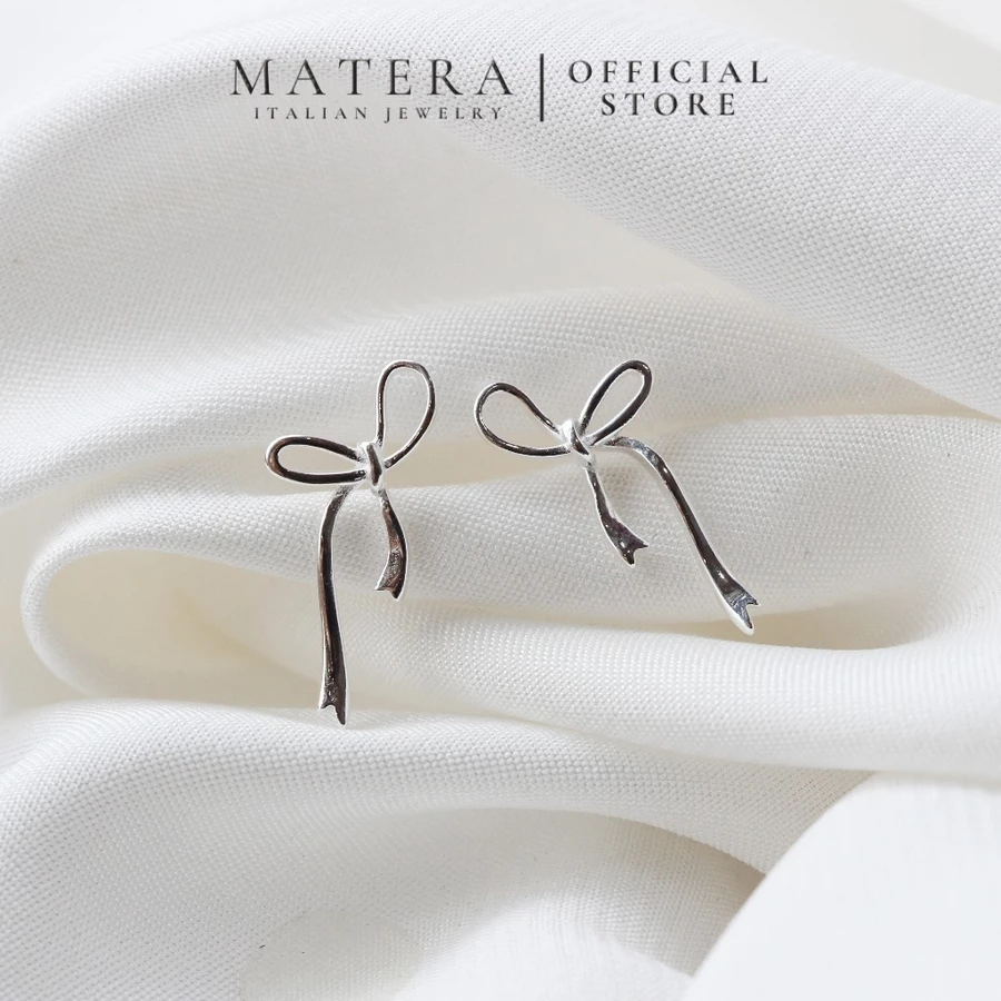 Bông tai Nơ xinh dáng rủ MATERA 𝐒𝐢𝐥𝐯𝐞𝐫 𝐑𝐢𝐛𝐛𝐨𝐧 𝐄𝐚𝐫𝐢𝐧𝐠𝐬