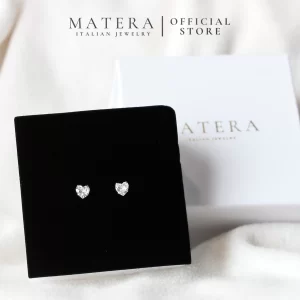 Bông tai bạc MATERA S925 đá trái tim basic