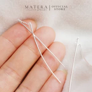 Bông tai bạc nữ sợi sóng đôi MATERA S925