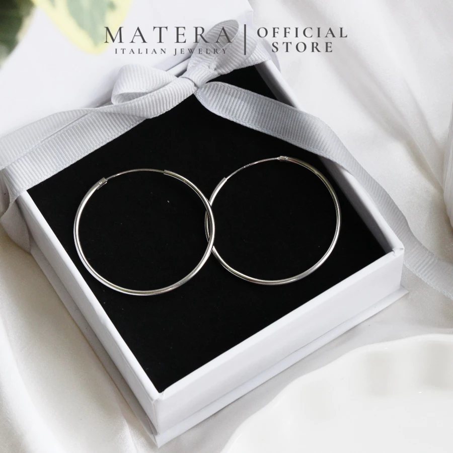 Bông tai bạc tròn lớn basic MATERA S925