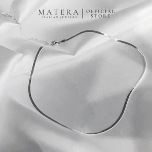 Dây chuyền bạc nữ MATERA S925 chính hãng Choker 35cm trơn MDC10