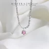 Dây chuyền bạc nữ MATERA S925 dạng lụa xù lấp lánh đính đá Zircon hồng MDC40