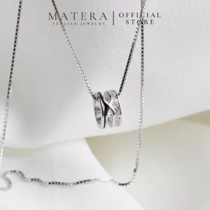 Dây chuyền bạc nữ MATERA S925 𝐈𝐧𝐭𝐞𝐫𝐭𝐰𝐢𝐧𝐞𝐝 𝐑𝐢𝐧𝐠 MDC42