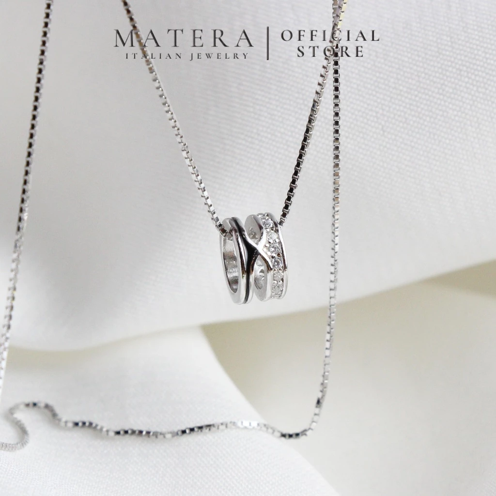 Dây chuyền bạc nữ MATERA S925 𝐈𝐧𝐭𝐞𝐫𝐭𝐰𝐢𝐧𝐞𝐝 𝐑𝐢𝐧𝐠 MDC42