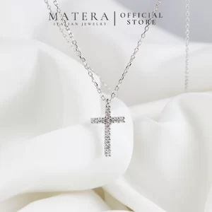 Dây chuyền bạc nữ 𝐇𝐨𝐥𝐲 𝐀𝐮𝐫𝐚 MATERA S925 Thánh giá MDC12