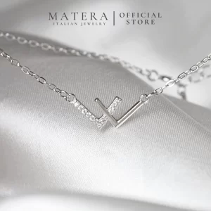 Dây chuyền bạc nữ 𝐋𝐚𝐝𝐲 𝐖 MATERA S925 vương miện đính đá MDC09