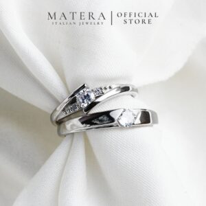 Nhẫn cặp đôi bạc 𝐎𝐧𝐞 𝐚𝐧𝐝 𝐎𝐧𝐥𝐲  MATERA S925 nhẫn đôi tình yêu độc nhất thiết kế độc bản MNH45