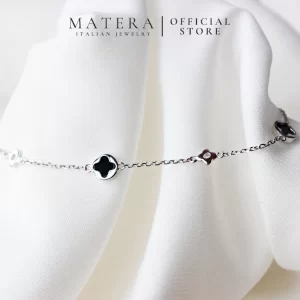 Lắc tay bạc nữ 𝐅𝐨𝐮𝐫-𝐥𝐞𝐚𝐟 𝐂𝐥𝐨𝐯𝐞𝐫 MATERA S925