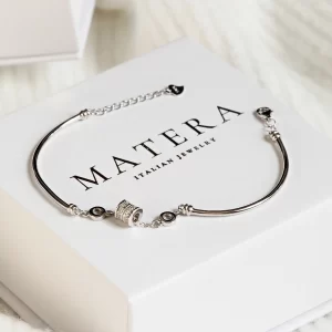 Lắc tay bạc nữ 𝐇𝐞𝐱𝐚𝐠𝐨𝐧𝐚𝐥 𝐑𝐢𝐧𝐠 MATERA S925 mạ vàng cao cấp thiết kế lục giác ngân hà đính đá sang trọng MLT28