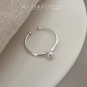 Nhẫn bạc nữ MATERA S925 𝐂𝐥𝐚𝐬𝐬𝐢𝐜 𝐏𝐞𝐚𝐫𝐥 𝐑𝐢𝐧𝐠