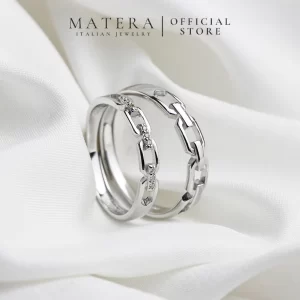 Nhẫn cặp đôi bạc 𝐔𝐧𝐢𝐭𝐲 𝐂𝐡𝐚𝐢𝐧 MATERA S925
