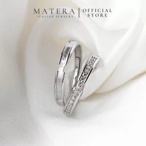 Nhẫn cặp đôi tình yêu 𝐖𝐨𝐯𝐞𝐧 𝐋𝐨𝐯𝐞 MATERA S925