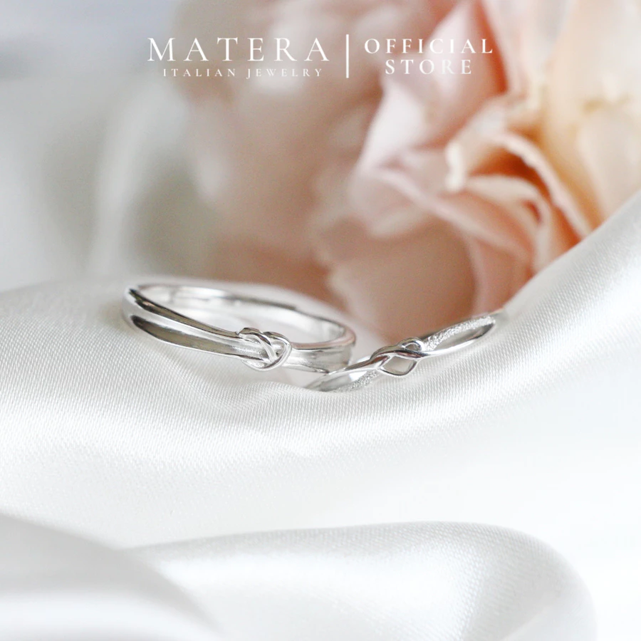 Nhẫn đôi MATERA 𝐋𝐨𝐯𝐞 𝐊𝐧𝐨𝐭 bạc S999