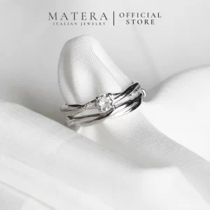 Nhẫn đôi nam nữ 𝐋𝐨𝐯𝐞 𝐓𝐰𝐢𝐬𝐭 MATERA Bạc S999