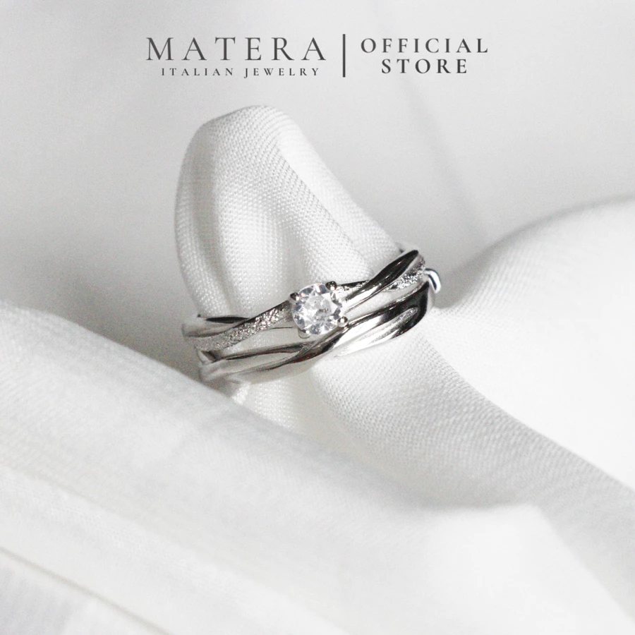 Nhẫn đôi nam nữ 𝐋𝐨𝐯𝐞 𝐓𝐰𝐢𝐬𝐭 MATERA Bạc S999