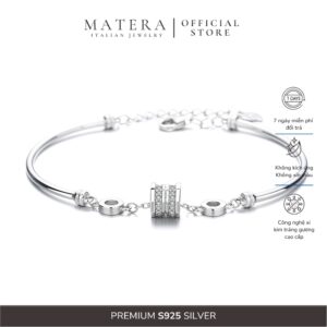 Lắc tay bạc nữ 𝐇𝐞𝐱𝐚𝐠𝐨𝐧𝐚𝐥 𝐑𝐢𝐧𝐠 MATERA S925 mạ vàng cao cấp thiết kế lục giác ngân hà đính đá sang trọng MLT28