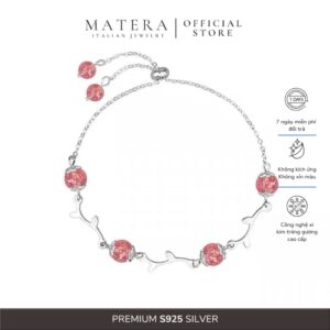 Lắc tay bạc MATERA S925 𝐑𝐨𝐬𝐢𝐞 vòng tay hạt đá pha lê hồng dâu tiểu thư nữ tính phong thủy quà tặng bạn gái MLT07
