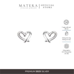 Bông tai trái tim MATERA 𝐏𝐮𝐫𝐞 𝐇𝐞𝐚𝐫𝐭 hoa tai bạc S925 chính hãng thiết kế basic thanh lịch MBT01