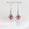 Bông tai bạc nữ cao cấp 𝐒𝐜𝐚𝐫𝐥𝐞𝐭 𝐆𝐫𝐚𝐜𝐞 MATERA S925 ngọc Garnet  hồng lựu đỏ sang trọng MBT35