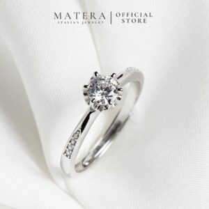 [New Arrivals] Nhẫn bạc nữ 𝐋𝐮𝐜𝐲 𝐅𝐢𝐧𝐞 𝐑𝐢𝐧𝐠 MATERA S925 đính đá 4mm kim cương nhân tạo cao cấp MNH50