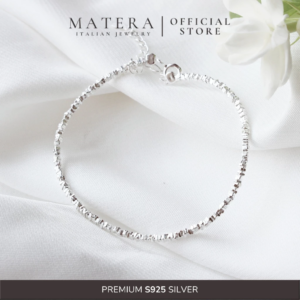 Lắc tay bạc nữ basic 𝐒𝐢𝐥𝐯𝐞𝐫 𝐁𝐞𝐚𝐝𝐬 MATERA S925 vòng tay hạt bạc vỡ cao cấp thanh lịch sang trọng Minimalism style MLT17