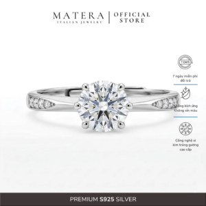 [New Arrivals] Nhẫn bạc nữ 𝐋𝐮𝐜𝐲 𝐅𝐢𝐧𝐞 𝐑𝐢𝐧𝐠 MATERA S925 đính đá 4mm kim cương nhân tạo cao cấp MNH50