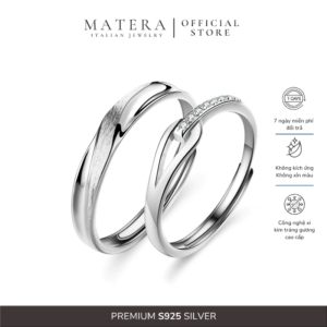 Nhẫn cặp đôi bạc 𝐊𝐧𝐨𝐭𝐞𝐝 𝐅𝐚𝐭𝐞𝐬 MATERA S925 nhẫn đôi tinh yêu điêu khắc đính đá tinh xảo MNH48