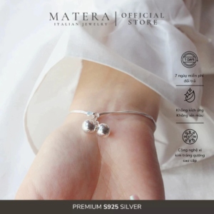 Lắc tay bạc nữ MATERA S925 𝐑𝐢𝐧𝐠𝐢𝐧𝐠-𝐛𝐞𝐥𝐥 𝐁𝐫𝐚𝐜𝐞𝐥𝐞𝐭 sợi lụa đôi gắn lắc chuông basic sang trọng MLT09