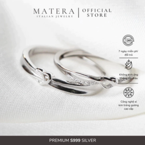 Nhẫn đôi MATERA 𝐋𝐨𝐯𝐞 𝐊𝐧𝐨𝐭 bạc S999
