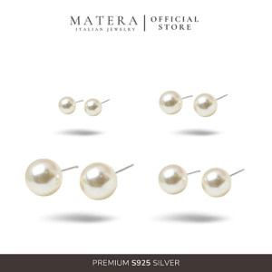 Bông tai bạc nữ MATERA S925 𝐁𝐚𝐬𝐢𝐜 𝐏𝐞𝐚𝐫𝐥 𝐄𝐚𝐫𝐢𝐧𝐠𝐬 khuyên bạc phong cách trang nhã MBT38