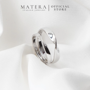 Nhẫn cặp đôi bạc 𝐓𝐢𝐦𝐞𝐥𝐞𝐬𝐬 𝐋𝐨𝐯𝐞 MATERA S925 nhẫn đôi tình yêu xoáy sóng vô cực quà người yêu MNH02
