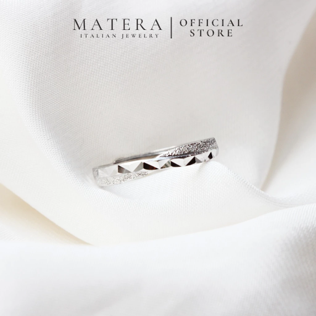 Nhẫn đôi tình yêu 𝐄𝐯𝐞𝐫𝐥𝐚𝐬𝐭𝐢𝐧𝐠 MATERA S925 nhẫn cặp bạc bền lâu điêu khắc cát lấp lánh tinh xảo MNH05