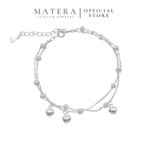 Lắc tay bạc nữ 𝐓𝐢𝐧𝐲 𝐋𝐨𝐯𝐞 MATERA S925 2 dải dây hạt tim nhí nữ tính đáng yêu quà tặng bạn gái MLT22