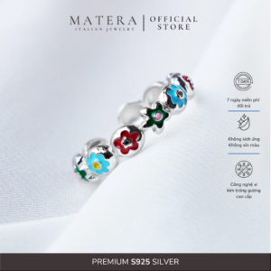 [New arrivals] Nhẫn bạc nữ 𝐓𝐢𝐧𝐲 𝐅𝐥𝐞𝐮𝐫 S925 MATERA thiết kế hoa nhí tráng men Vintage nữ tính MNH58