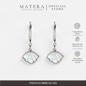 Bông tai bạc nữ 𝐌𝐨𝐨𝐧𝐥𝐢𝐭 𝐒𝐡𝐞𝐥𝐥 MATERA S925 vỏ sò ánh trăng khảm xà cừ cao cấp MBT34
