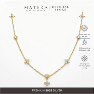[New Arrival] Dây chuyền bạc 𝐃𝐚𝐢𝐧𝐭𝐲 𝐅𝐥𝐨𝐫𝐚 MATERA S925 chuỗi cỏ 4 lá may mắn đính đá cao cấp MDC91