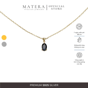[New Arrival] Dây chuyền bạc 𝐎𝐧𝐲𝐱 𝐍𝐢𝐠𝐡𝐭 MATERA S925 đính đá chủ mã não đen xi kim cao cấp MDC92