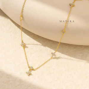 [New Arrival] Dây chuyền bạc 𝐃𝐚𝐢𝐧𝐭𝐲 𝐅𝐥𝐨𝐫𝐚 MATERA S925 chuỗi cỏ 4 lá may mắn đính đá cao cấp MDC91