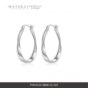 [New Arrivals] Bông tai bạc 𝐋𝐮𝐜𝐲 𝐓𝐰𝐢𝐬𝐭 MATERA S925 khuyên bạc uốn sóng thời thượng thanh lịch MBT55