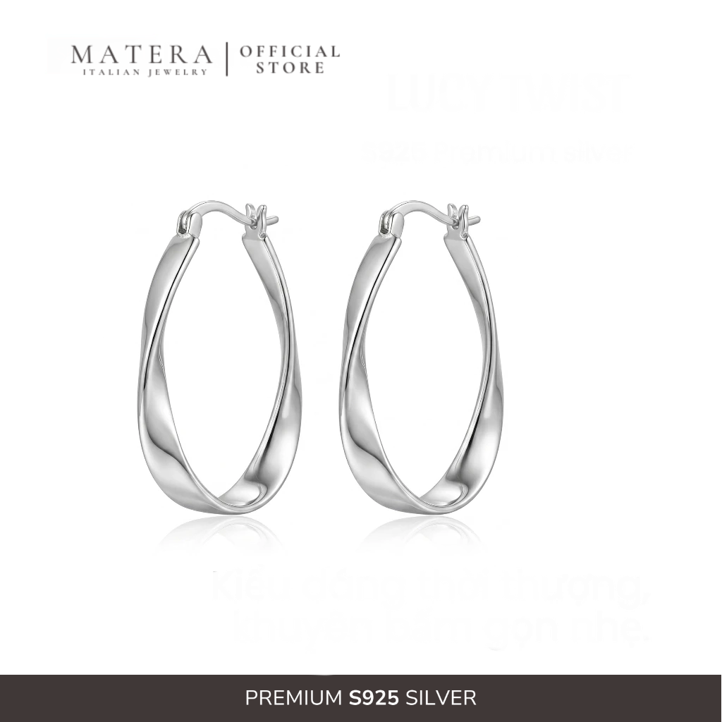 [New Arrivals] Bông tai bạc 𝐋𝐮𝐜𝐲 𝐓𝐰𝐢𝐬𝐭 MATERA S925 khuyên bạc uốn sóng thời thượng thanh lịch MBT55