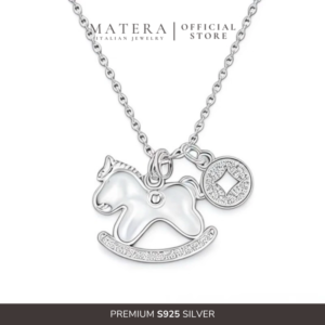 [New Arrivals ] Dây chuyền bạc 𝐋𝐮𝐜𝐤𝐲 𝐏𝐨𝐧𝐲 MATERA S925 chú ngựa tài lộc may mắn gắn xà cừ MDC95