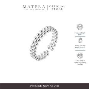 Nhẫn bạc nữ 𝐌𝐢𝐚 𝐑𝐢𝐧𝐠 MATERA S925 chính hãng khối hạt nổi basic phong cách trang nhã MNH53