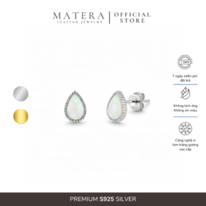 [New Arrival] Bông tai bạc 𝐎𝐩𝐚𝐥 𝐋𝐢𝐠𝐡𝐭 MATERA S925 khuyên tai giọt nước đính đá Opal cao cấp MBT50