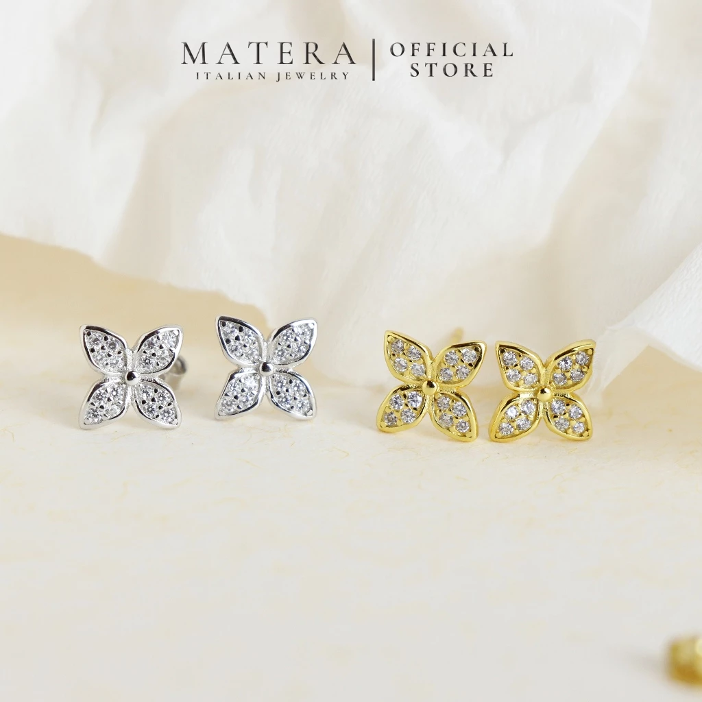 [New Arrival] Bông tai bạc 𝐋𝐢𝐥𝐲 𝐅𝐥𝐨𝐫𝐚 MATERA S925 khuyên tai hoa ly đính đá cao cấp MBT48