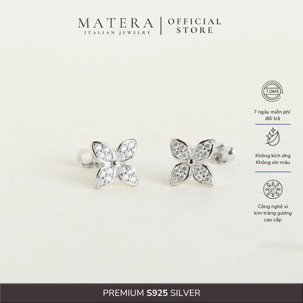 [New Arrival] Bông tai bạc 𝐋𝐢𝐥𝐲 𝐅𝐥𝐨𝐫𝐚 MATERA S925 khuyên tai hoa ly đính đá cao cấp MBT48