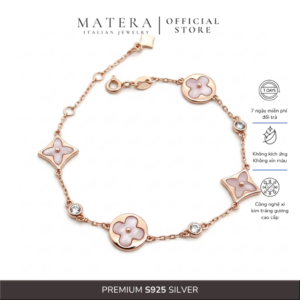 [New Arrivals] Lắc tay bạc nữ MATERA 𝐓𝐡𝐞 𝐏𝐞𝐭𝐚𝐥𝐥𝐞𝐭 S925 cao cấp phối màu vàng hồng sang trọng MLT50