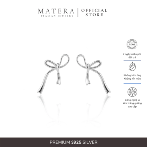 Bông tai Nơ xinh dáng rủ MATERA 𝐒𝐢𝐥𝐯𝐞𝐫 𝐑𝐢𝐛𝐛𝐨𝐧 𝐄𝐚𝐫𝐢𝐧𝐠𝐬 khuyên tai bạc S925 basic ngọt ngào MBT23